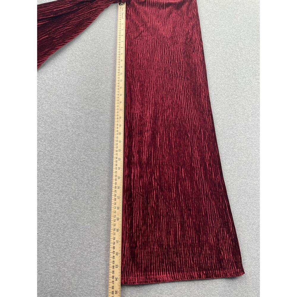 Naked Wardrobe Velvet Wide-Leg Pants Womens M Red Plush Whimsigoth Glam Pull-On - Picture 6 of 11
